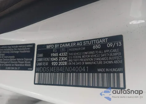 2014 Mercedes-Benz Cla 250 из США, поврежденный, VIN WDDSJ4EB4EN040041